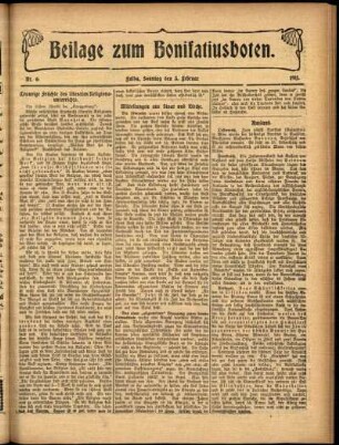 Zweite Ausgabe vom Sonntag, den 05. Februar 1911.
