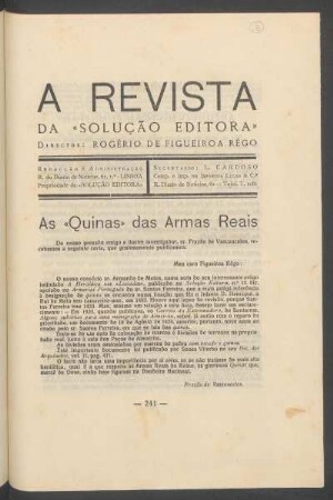 As "Quinas" das armas reais