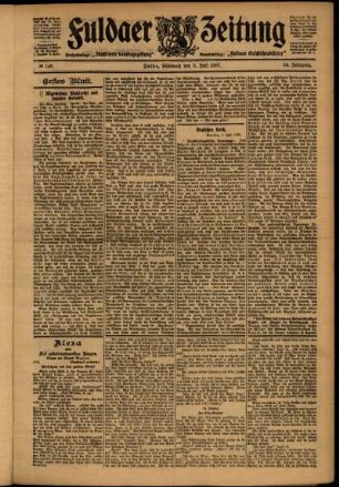 Erste Ausgabe vom Mittwoch, den 03. Juli 1907.