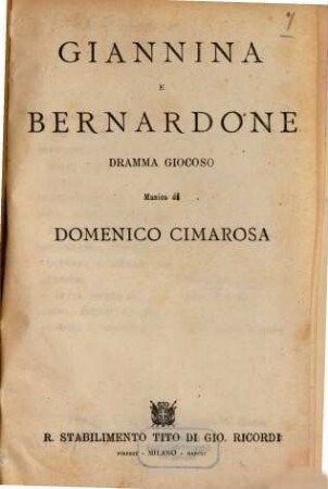 Giannina e Bernardone : dramma giocoso
