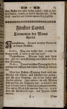 Fünfftes Capitel. Ceremonien des Monat Aprilis.