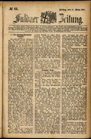 Ausgabe vom Freitag, den 18. März 1881.