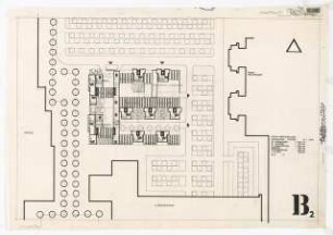 Wohn-Werksiedlung Märkisches Viertel, Berlin-Reinickendorf Gerätehof der Stadtreinigung: Lageplan mit Gerätehof und Wohnwerksiedlung Blattnummer B2, 1:500