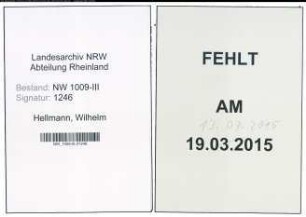 Entnazifizierung Wilhelm Hellmann , geb. 14.04.1897 (Dachdeckermeister)