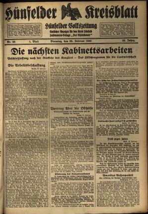 Erste Ausgabe vom Dienstag, den 28. Februar 1933.