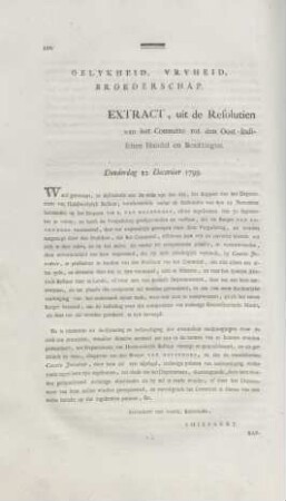 Extract, uit de Rsolutien ...