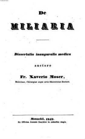 De miliaria : Diss. inaug. med.