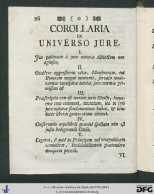 Corollaria ex Universo Jure.