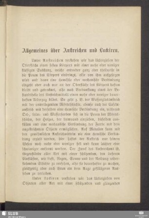 Allgemeines über Anstreichen und Lackiren