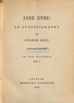 Jane Eyre : an autobiography ; in two volumes, 1