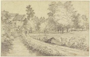 Dorflandschaft mit Wassergraben