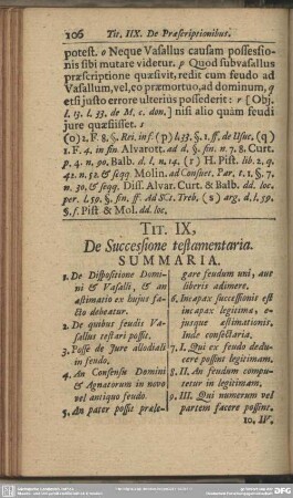 Tit. IX, De Successione testamentaria