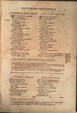 Psalterium duplex cum canticis : iuxta vulgatam graecam LXX seniorum, et antiquam latinam Italam versionem