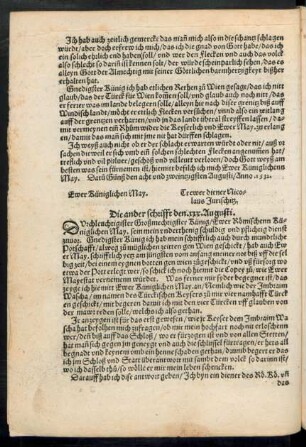 Die ander schrifft den .xxx. Augusti.