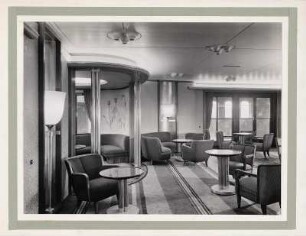 Passagierschiff "Boissevain" & MS Boissevain : Passagierschiff "Boissevain" (Stapellauf September 1936). Salon (Aussattung 1937; Deutsche Werkstätten AG Hellerau)