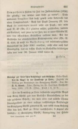661-667 [Rezension] Kraus, Franz Xaver, Beitraege zur Trierschen Archaeologie und Geschichte