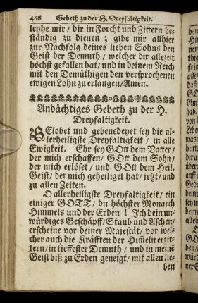 Andächtiges Gebeth zu der H. Dreyfaltigkeit.