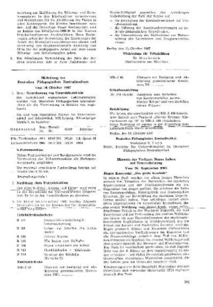 Mitteilung des Deutschen Pädagogischen Zentralinstituts : vom 10. Oktober 1967