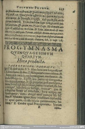 Progymnasma Quinquagesimum Quartum. Hora producta