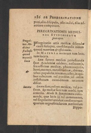 Peregrinationis Medicinae Studiosorum praecepta.