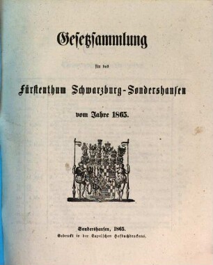 Gesetzsammlung für das Fürstenthum Schwarzburg-Sondershausen. 1865