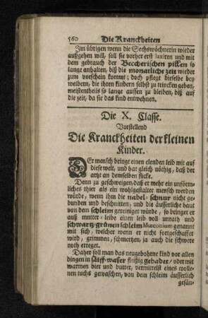 Die X. Classe. Vorstellend Die Kranckheiten der kleinen Kinder.