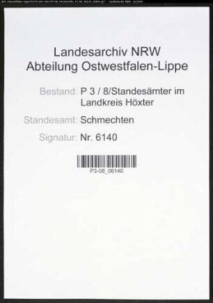 Sterberegister Standesamt Schmechten