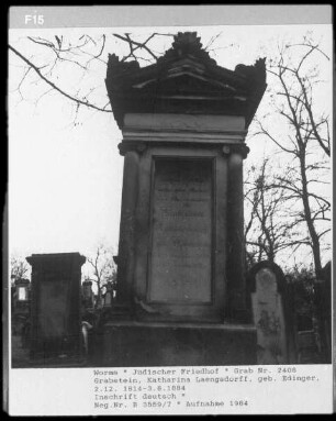 Grabstein von Katharina Laengsdorff, geborene Edinger (+ 1884.08.03)