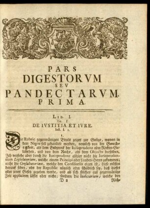 Pars Digestorum Seu Pandectarum Prima