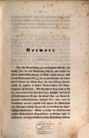 Metaphysische Psychologie des heiligen Augustinus, 1