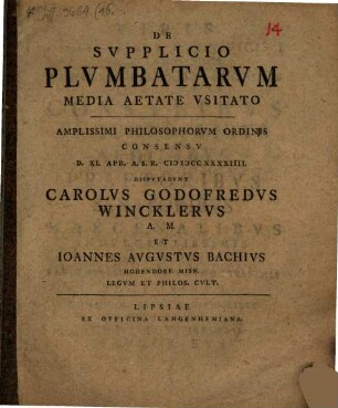De supplicio plumbatarum media aetate usitato