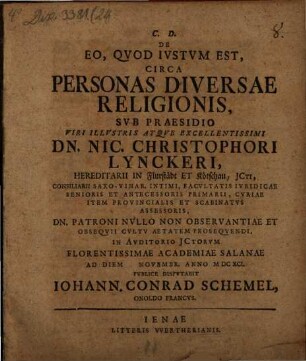 De Eo, Quod Iustum Est, Circa Personas Diversae Religionis