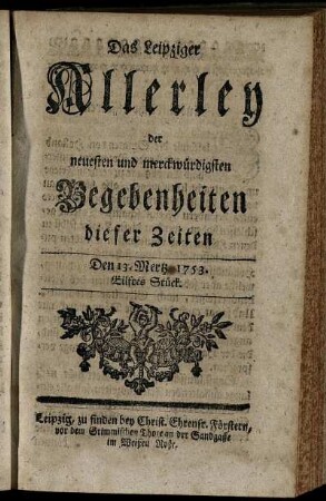 Den 13. Mertz 1753. Eilftes Stück.
