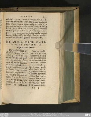 De Discrimine Materiae Et Formae In argumentatione.