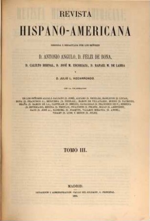 Revista hispano-americana, política, económica, científica, literaria y artística, 3. 1865 = Jg. 2, Mai - Okt.