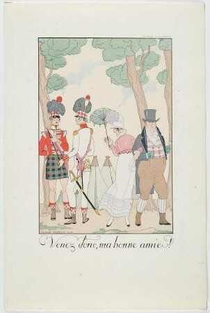 "Venez donc, ma bonne amie!", aus dem Mode-Almanach "Falbalas et Fanfreluches 1923"