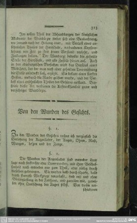 Von den Wunden des Gesichts