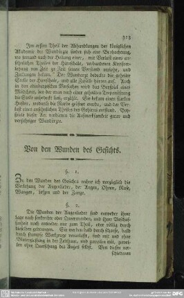 Von den Wunden des Gesichts