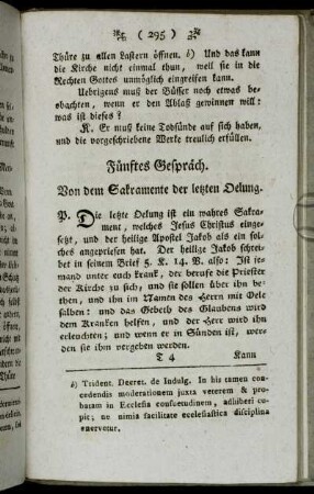 Fünftes Gespräch. Von dem Sakramente der letzten Oelung.