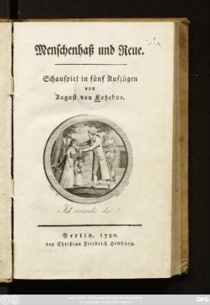 Menschenhaß und Reue : Schauspiel in fünf Aufzügen