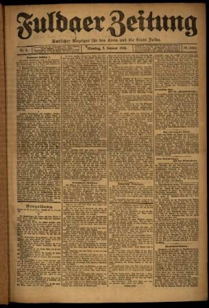 Erste Ausgabe vom Montag, den 03. Januar 1921.