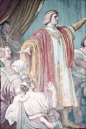 Gerechtigkeit - Rudolf von Habsburg, Gericht haltend über Raubritter