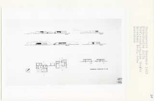 Strandkasino, Tel Aviv-Jaffa (Diplomarbeit bei Karl Wilhelm Ochs): Grundrisse, Ansichten von Südosten, Nordosten, Nordwesten und Südwesten 1:200