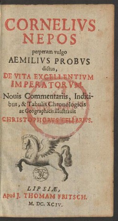 Cornelius Nepos perperam vulgo Aemilius Probus dictus, De Vita Excellentium Imperatorum