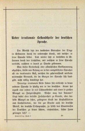 Ueber irrationale Bestandtheile der deutschen Sprache