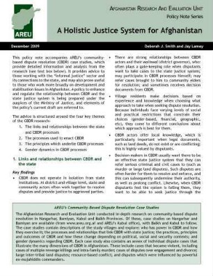 A holistic justice system for Afghanistan