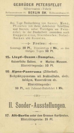 II. Sonder-Ausstellungen