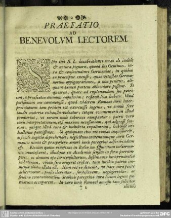 Praefatio Ad Benevolum Lectorem