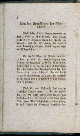 Von den Krankheiten der festen Theile.