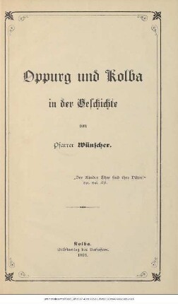 Oppurg und Kolba in der Geschichte